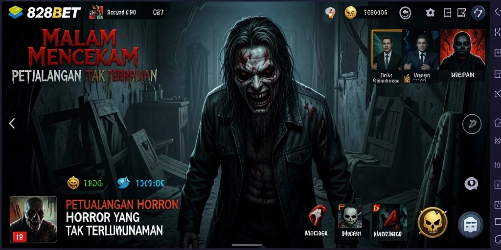 Screenshot 828BET menampilkan suasana gelap dan menegangkan dalam permainan.