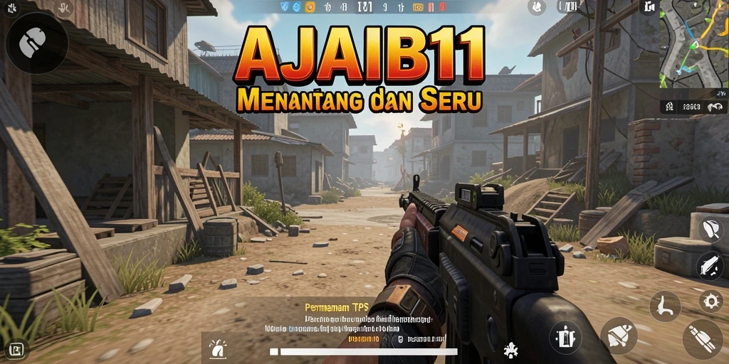 Screenshot utama AJAIB11 menampilkan aksi gameplay TPS yang mendebarkan.