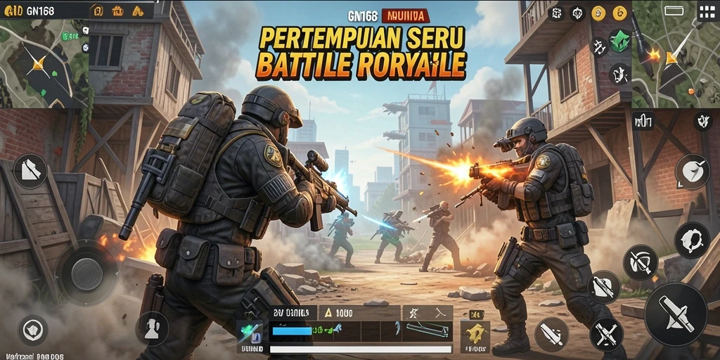 Gameplay GN168 yang mendebarkan dan seru dalam pertempuran Battle Royale.