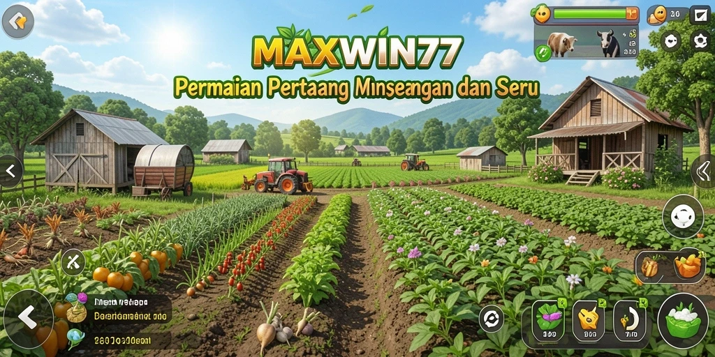 Tampilan gameplay menarik dari MAXWIN77 dalam dunia pertanian.