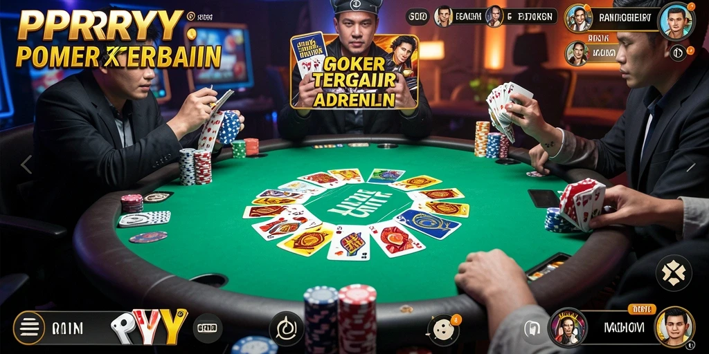 Tampilan gameplay menyerangkan aksi seru dalam permainan Poker.