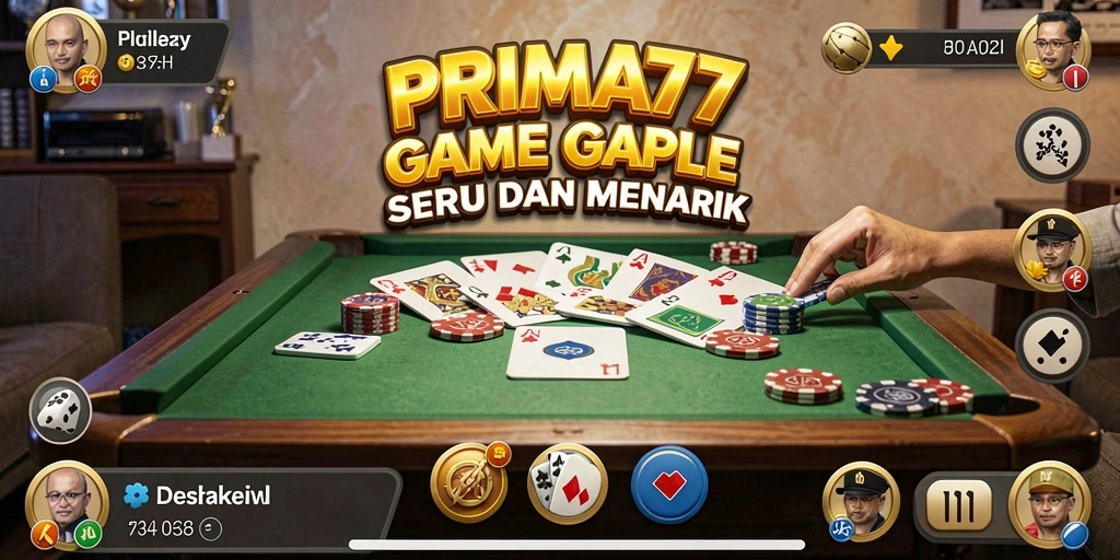 Tampilan gameplay seru PRIMA77 saat bermain Gaple dengan teman.