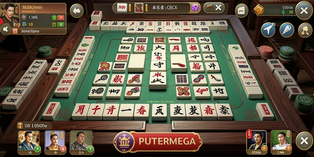 Tampilan screenshot PUTERMEGA saat bermain Mahjong yang seru.