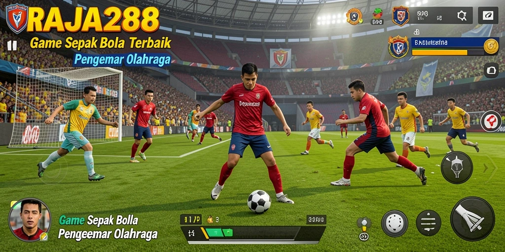 Tampilan gameplay RAJA288 yang mendebarkan dan penuh aksi sepak bola.
