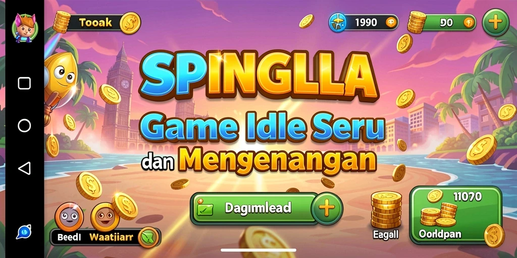 Tampilan screenshot utama SPINGILA yang menampilkan gameplay Idle yang menyenangkan.