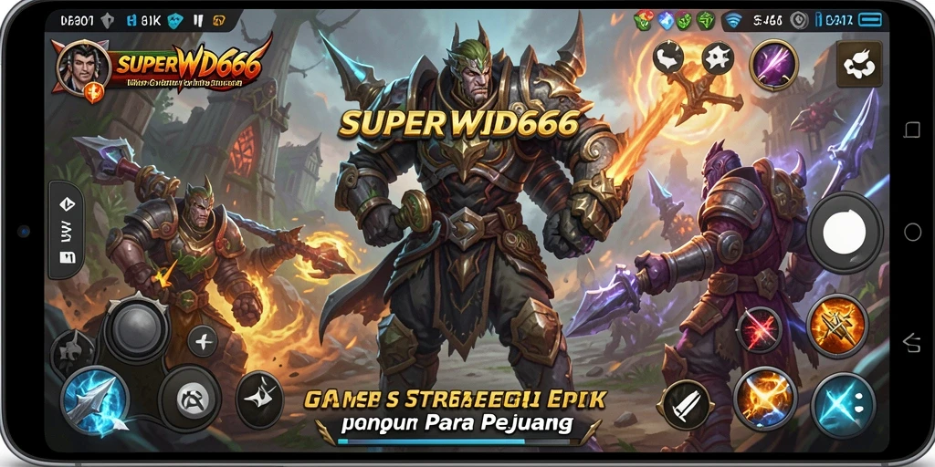 Screenshot utama gameplay SUPERWD666 menampilkan pertempuran strategi yang intens.